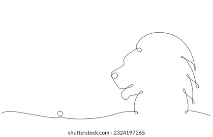 Leo zodiac constellation one single hand drawing continues line banner. Vector stock illustration isolated on white background. Editable stroke line. EPS10