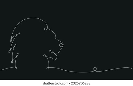 Leo zodiac constellation one single hand drawing continues line banner. Vector stock illustration isolated on black chalkboard background. Editable stroke line. EPS10