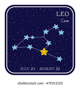 Leo zodiac constellation in square frame