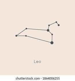 Leo Zodiac Constellation in Trendy Minimal Linear Style. Vector Horoscope Symbol and Sign.