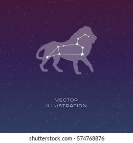 Leo zodiac constellation vector sign with animal silhouette