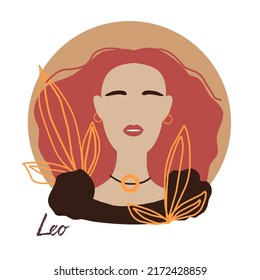 Leo zodiac as fashionable woman. Female astrological horoscope sign illustration