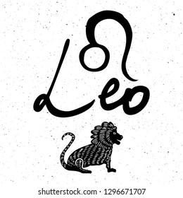 Leo zodiac hand drawing sign for horoscope. Usable for mystic  occult  palmistry and witchcraft alchemy. Vector. 