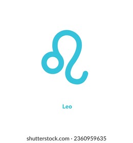 Leo zodiac horoscope sign symbol. Blue sign on white background.