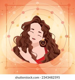 Leo zodiac like a beautiful woman illustration. Zodiac Leo