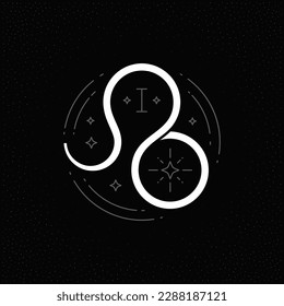 Leo zodiac minimal curved symbol horoscope sacred mythology celestial line art vintage logo vector illustration. Lion astrology constellation sign esoteric decorative element magic spiritual ornament