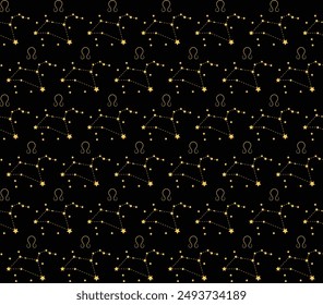 Leo zodiac pattern, starry object, quantity report, suitable fashion texture, fabric, digital print, night themed. astrology eps 10 vector