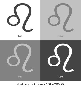 Leo zodiac set sign. Astrological symbol. Vector icon  on white-grey-black color 