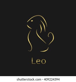 Leo Zodiac sign. Leo abstract symbol. Leo golden icon. Lion symbol. Lion golden icon. Lion sign