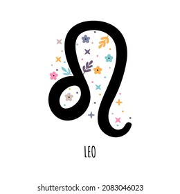 Leo. Zodiac sign. Astrological horoscope signs on white background. Stylized symbol. Vector illustration