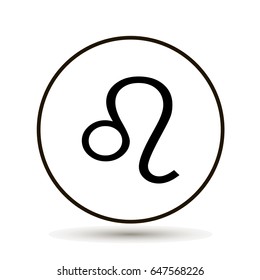 Leo  zodiac sign. Astrological symbol icon in circle. On white background.