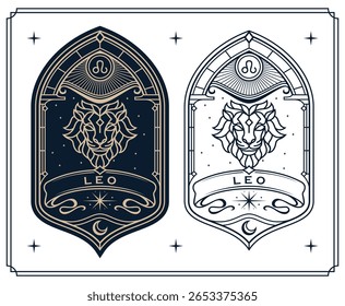 
leão zodíaco signo astrologia cartas conjunto, horóscopo, tarô, cartomante. Vintage ilustração mística esboço desenho da mão, modelos de horóscopo esotérico mágico para cartaz de impressão de parede