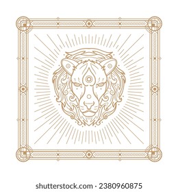 Leo zodiac sign and astrology symbol, element. Modern outline vector illustration. White background