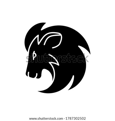 Leo zodiac sign black glyph icon. Astrology, horoscope lion silhouette symbol on white space. Exotic carnivorous predator, tropical zoo mascot. Lion head with mane vector isolated illustration
