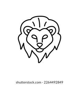 Leo Zodiac Sign Black Thin Line Icon Horoscope and Astrology Concept . Vector illustration of Lion