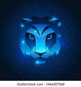 Leo zodiac sign, blue star horoscope symbol. Stylized astrological illustration.