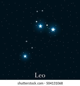 Leo zodiac sign. Bright stars in the cosmos. Constellation leo. Vector illustration.