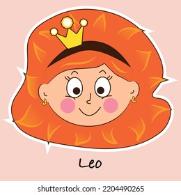 Leo zodiac sign in cartoon cute style