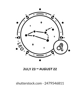 Leo zodiac sign. Celestial constellation