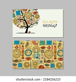 Leo zodiac sign, concept art for your project. Creative ideas for cards, banner, web, promotional materials. Corporate identity template. Vector illustration