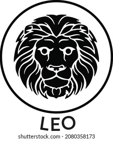 Leo zodiac sign. Flat astrology vector illustration on black background. Lion vector