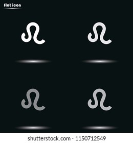 Leo zodiac sign flat grayscale vector icon.