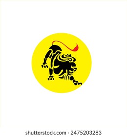 Leo Zodiac Sign a high quality vector eps format red tail with yellow background editable