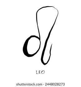 Signo del zodiaco de Leo, horóscopo, Ilustración vectorial dibujada a mano peculiar, arte de la línea negra, diseño del tatuaje