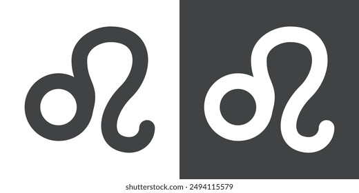 Leo zodiac sign icon Flat set in black and white color outline vector