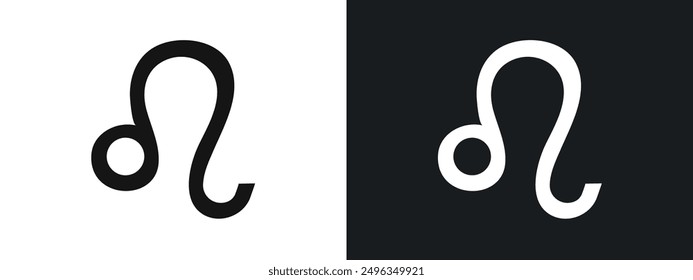 Leo zodiac sign icon linear graphics set vector in black