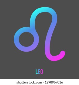 Leo zodiac sign icon with liquid,fluid pink turquoise on dark background. Star signs for astrology horoscope. stylized symbols. Vector illustration.