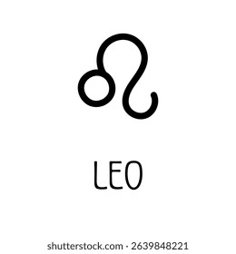 Leo zodiac sign icon, minimalist black symbol graphic