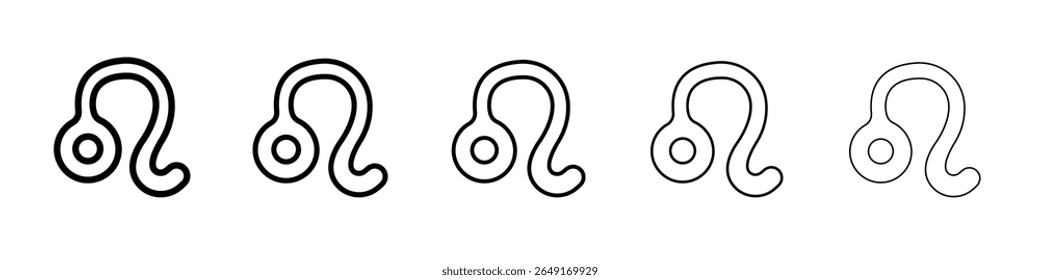 Ícone de sinal do zodíaco Leo conjunto de marca de logotipo de contorno fino