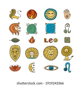 Leo Zodiac Sign. Leo Zodiac Sign. Icons collection for your design. Vector illustration