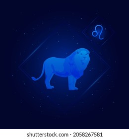 iconos de signos de leo zodiac, leo de Zodiac con fondo de estrellas de galaxia, horoscopio de astrología con signos