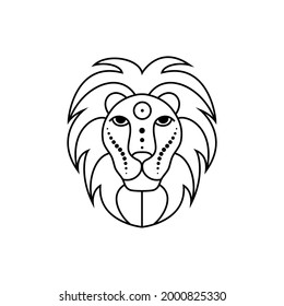 Leo zodiac sign in line art style on white background.