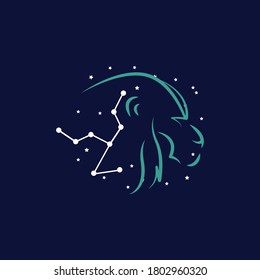 Leo zodiac sign logo. vector illustration. 