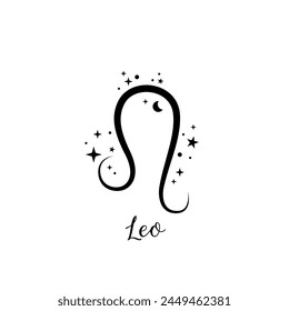 Leo zodiac sign with moon and stars