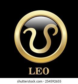 Leo zodiac sign in oval frame, vector Illustration. Pisces zodiac sign in circle frame, vector Illustration. Contour icon.