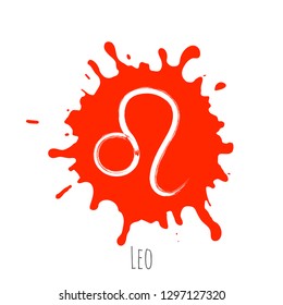 Leo Zodiac Sign Red Hand Painted Stock Vector (Royalty Free) 1297127320 ...