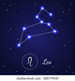 Leo Zodiac Sign Stars On Cosmic Stock Vector (Royalty Free) 505779547  Shutterstock