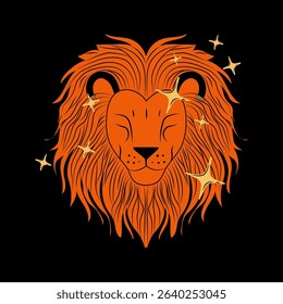 Leo Zodiac Sign in Stylish Magic Astrological Symbol