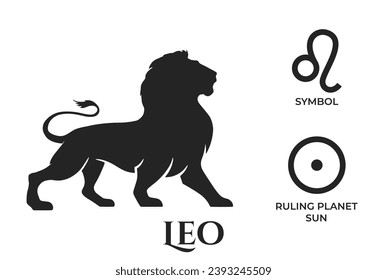 leo zodiac sign. sun ruling planet symbol. horoscope and astrology icons. isolated vector image