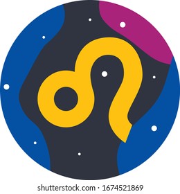 Leo zodiac sign vector. Constellation Leo on background of the starry sky. Abstract illustration.