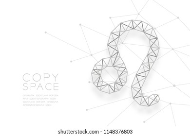 Leo Zodiac sign wireframe Polygon silver frame structure, Fortune teller concept design illustration isolated on white background with copy space, vector eps 10