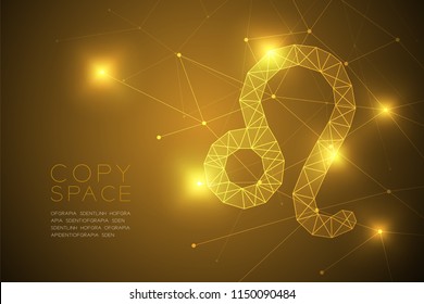 Leo Zodiac sign wireframe Polygon frame structure, Fortune teller concept design illustration isolated on gold gradient background with copy space, vector eps 10