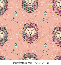 LEO zodiac star seamless pattern. LEO sign symbol stars Vector EPS10 , Design for fashion , fabric, textile, wallpaper, cover, web , wrapping and all prints 