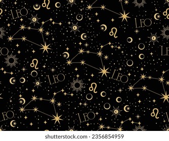 LEO zodiac star seamless pattern. LEO sign symbol stars Vector EPS10 , Design for fashion , fabric, textile, wallpaper, cover, web , wrapping and all prints