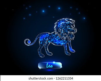 Leo. Zodiac symbol on a background of the starry sky. Signs of the zodiac, astrology.