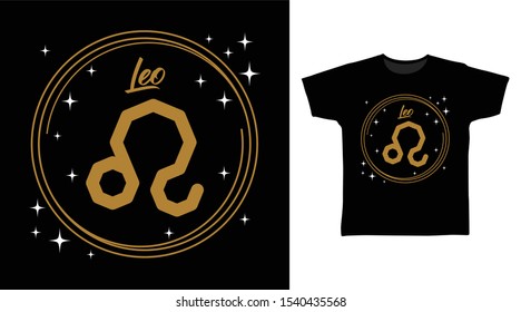 Leo Zodiac Symbol t-shirt and apparel trendy design with simple typography, good for T-shirt graphics, poster, print and other uses.